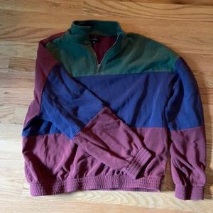 color block quarter zip with elastic waist/wrists